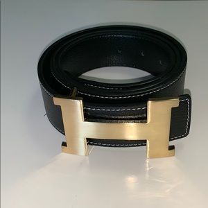 Black/Gold Hermes belt